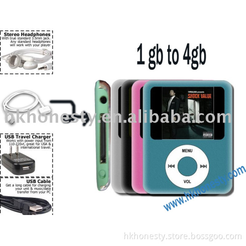 1.8 inch mp4 player with FM radio, up to 8gb flash memory(mp4 player-jx-010b)